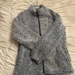 Blue fluffy zip up